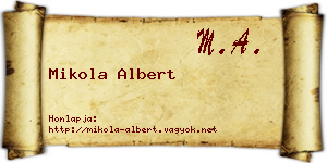 Mikola Albert névjegykártya